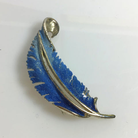 Blue Feather Hollywood Brooch