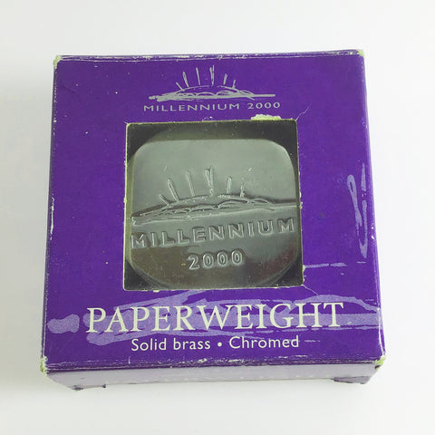 Millennium 2000 Brass Chromed Paperweight