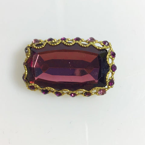 1950's Style Purple Glass Brooch