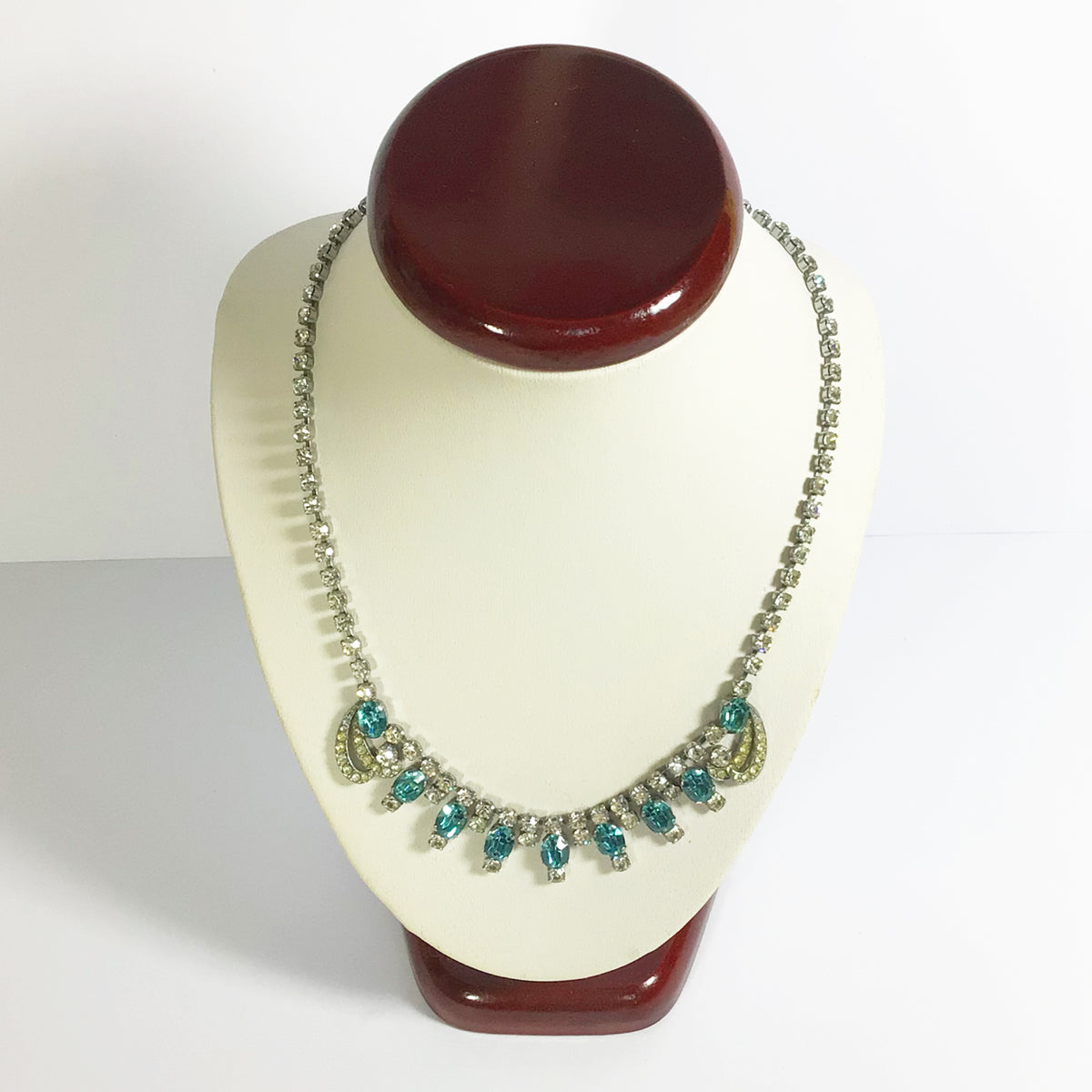 Schoffel & Co Vintage crystal and aqua necklace choker