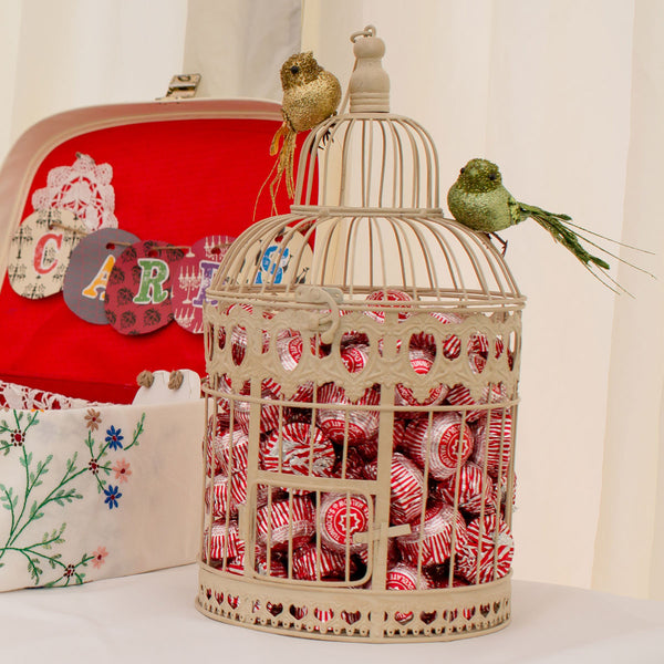Hire decorative bird cages. Rural Magpie event style hire.