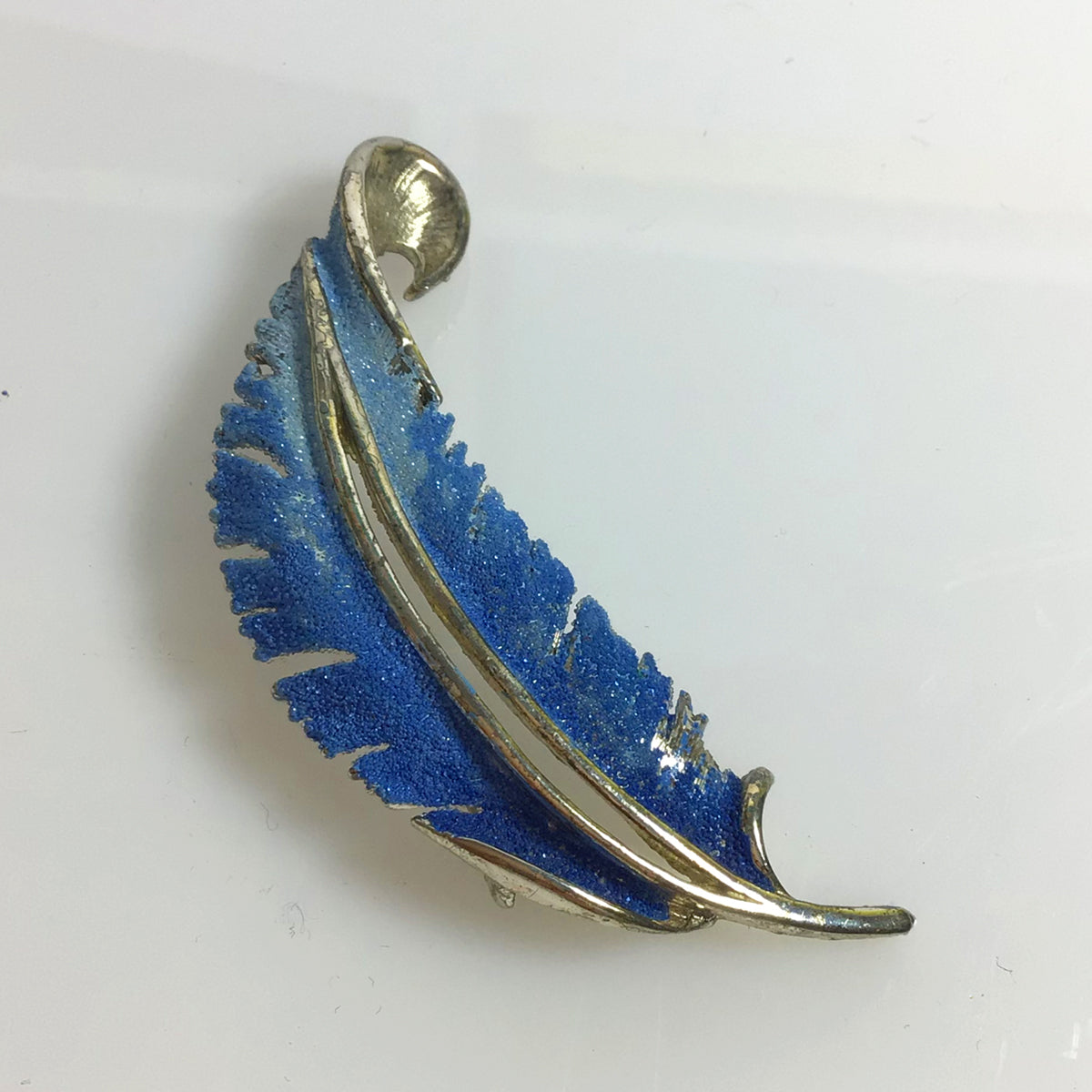 Vintage Blue Feather Hollywood brooch