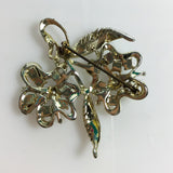 Aurora Borealis Floral and Leaf Brooch signed Exquisite