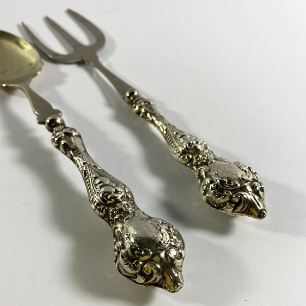 Antique Silver Handled Bread Fork and Jam Spoon