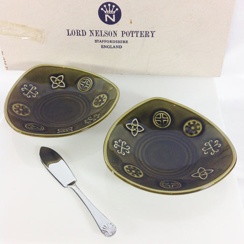 Lord Nelson Green Celtic Butter Dishes