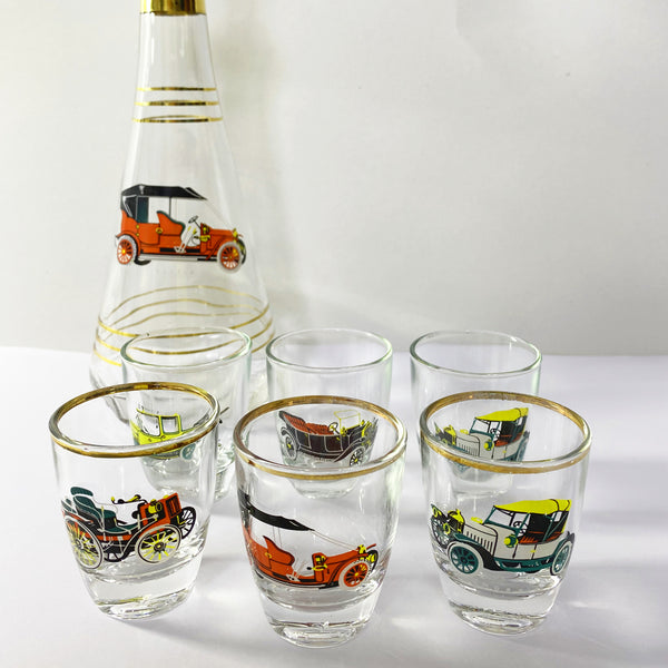 Veteran Cars Liquor Glass & Decanter Set