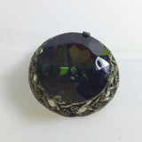 Celtic Scottish Miracle Style Dark Green Glass Brooch