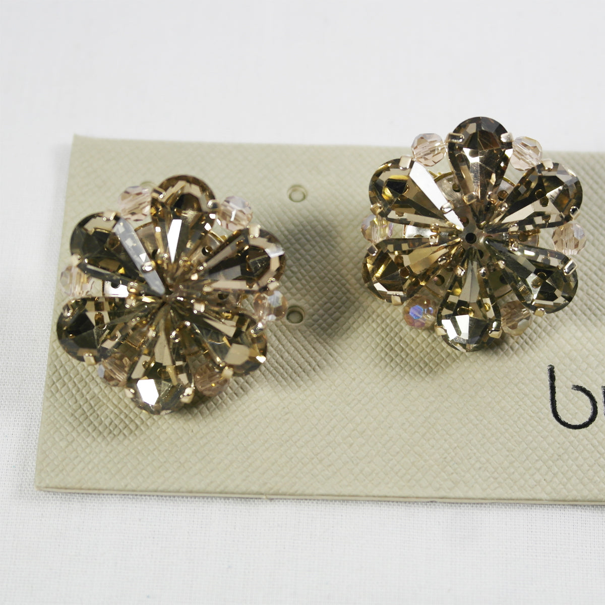 Champagne Crystal Clip On Earring