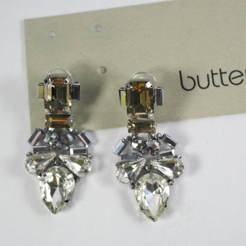Champagne and Clear Crystal Drop Earrings