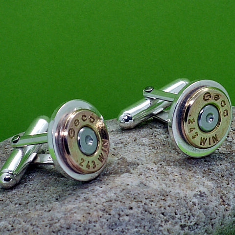 Silver and Brass Rifle Cartridge Cuff Links