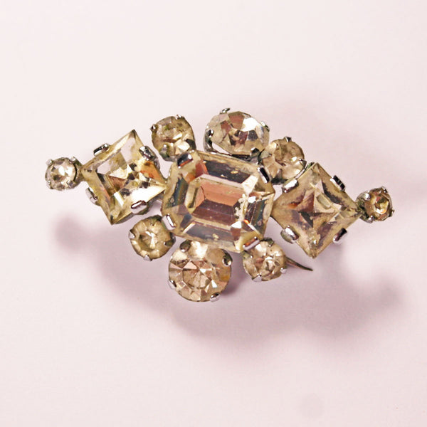 Art Deco diamond diamante brooch