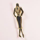 1980's gold tone and diamante elegant lady brooch
