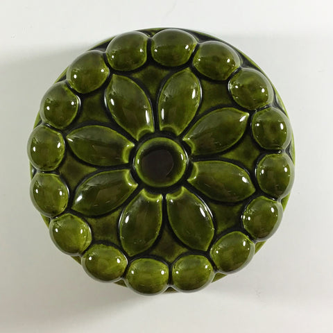 Green Ceramic Majolica Wall Hanging Flower Jelly Mould