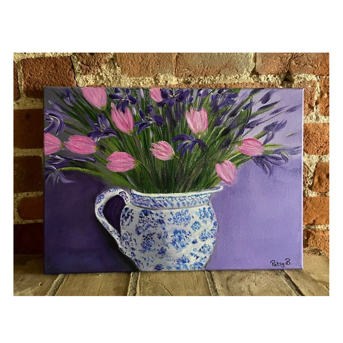 Painting Entitled Early Iris with Tulips