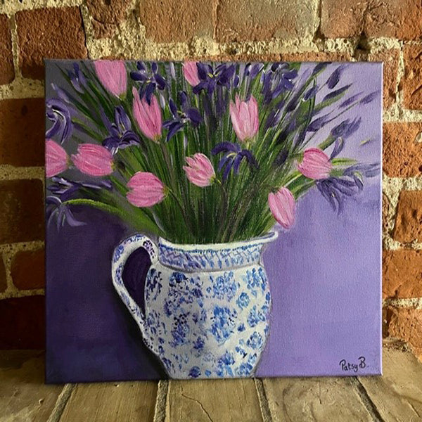 Painting Entitled Early Iris with Tulips