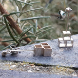 Vintage Sterling Silver Cube Earrings. Art Deco style. From Moss & Rose a Rural Magpie Exhibitor.