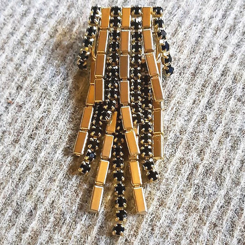 1960's Black and Gold Chandelier Brooch