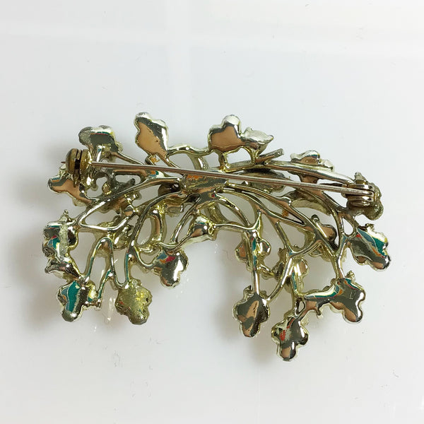 Multi-coloured rhinestone floral bouquet brooch signed Jewelcraft