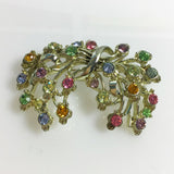 Multi-coloured rhinestone floral bouquet brooch signed Jewelcraft
