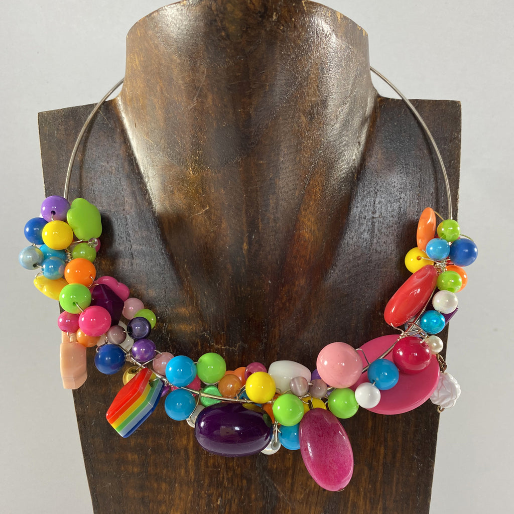 Designer choker with pendant / Copper wire Jade Hematite / Collar necklace  - Shop Wire Wrap Art Chokers - Pinkoi