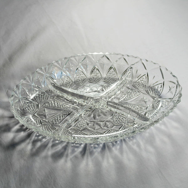 Oval Cut Crystal Nibbles Dish