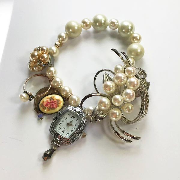 Pearl Charm Bracelet Watch