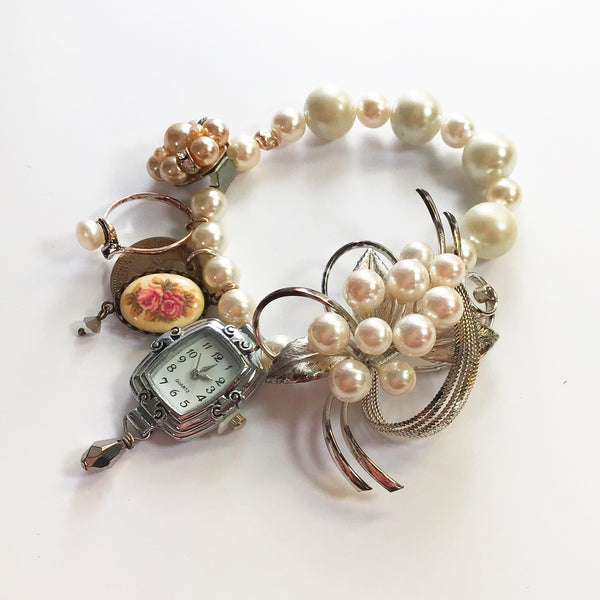 Pearl Charm Bracelet Watch