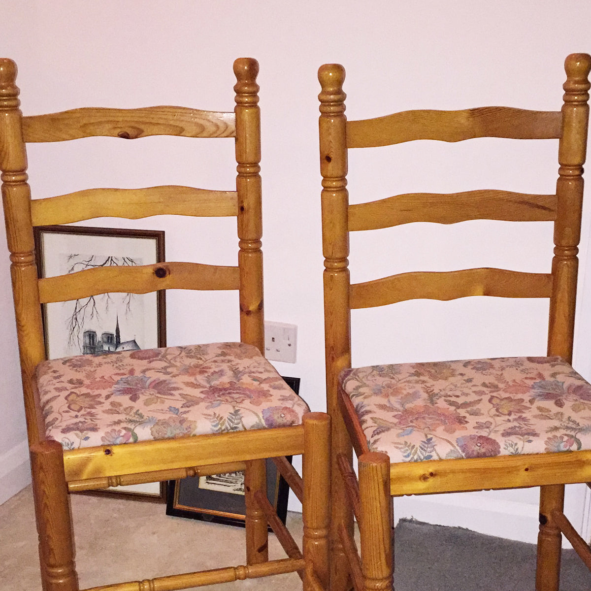 Re-upholstered by Rural Magpie Pine Ladder Back Chairs