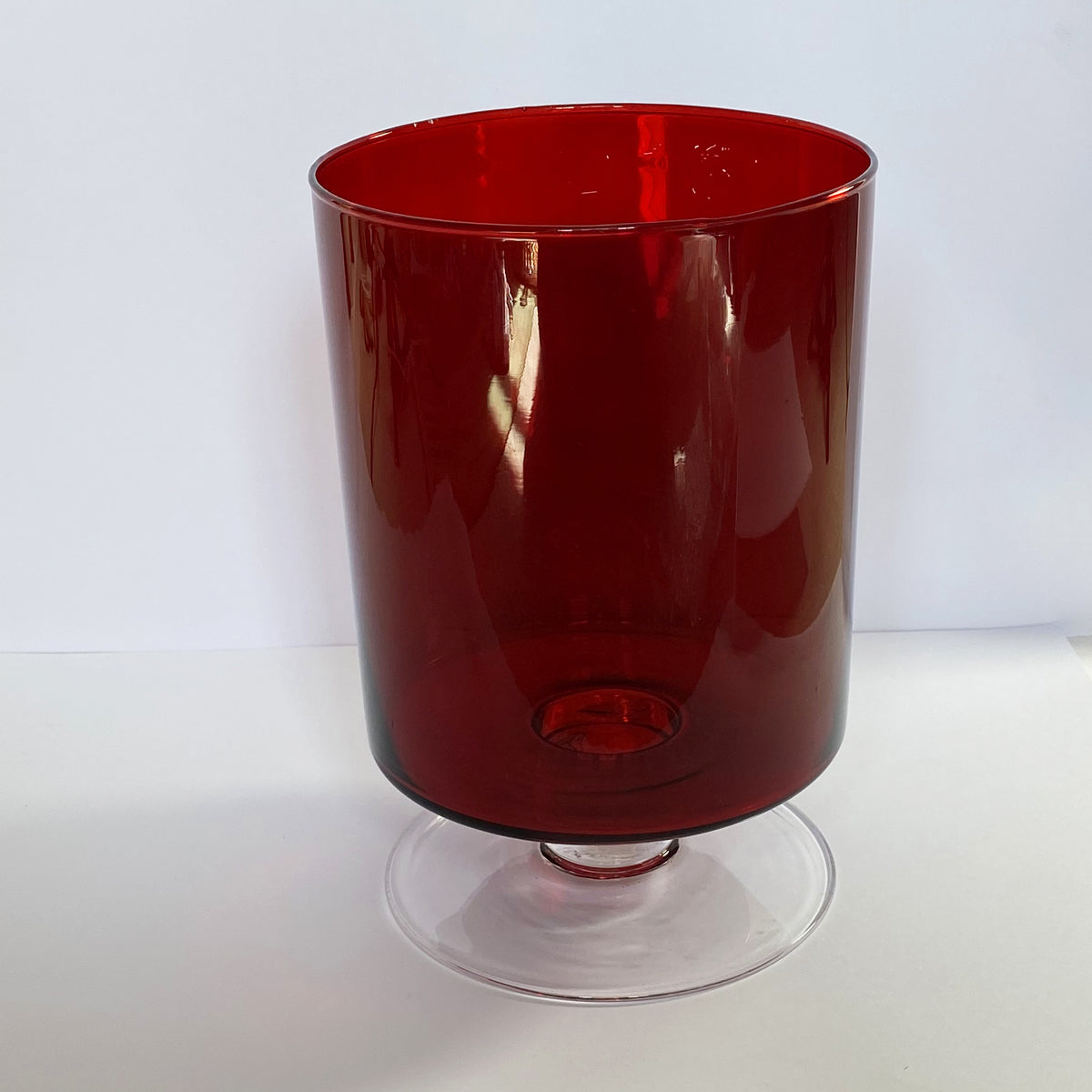 Red Hurricane Glass Vase