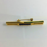 Gold Plated Faux Sapphire Bar Brooch