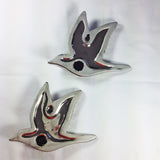 Set of Two Silver Flying Birds Wall Plaque