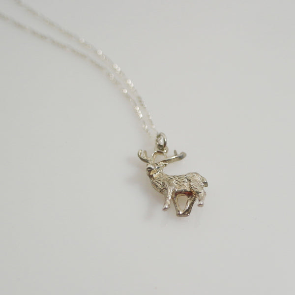 sterling silver stag charm necklace