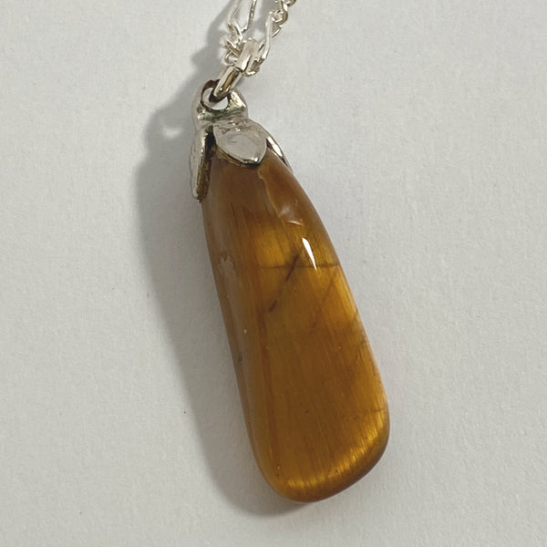 sterling silver tigers eye charm necklace