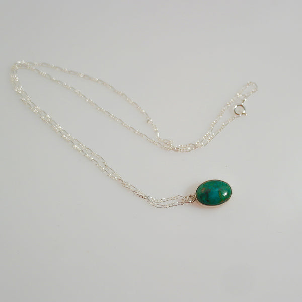 Sterling silver turquoise charm necklace