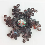 Sterling silver filigree brooch with porcelain centre nordic sytle