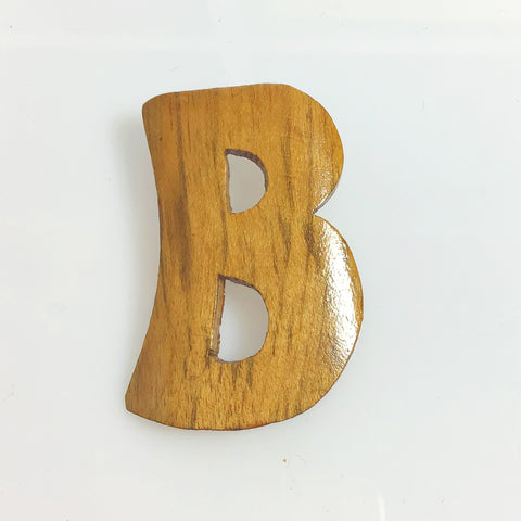 Wooden Initial B Brooch