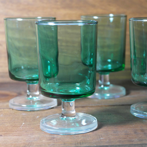 Green Luminarc Wine Glasses